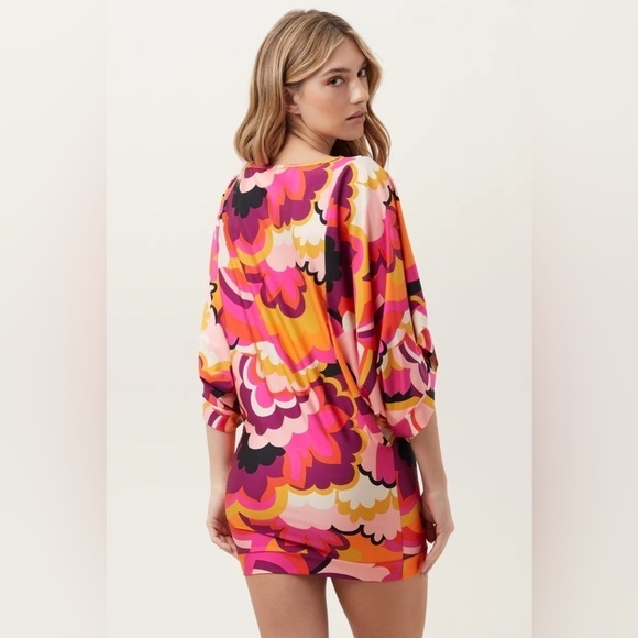 Trina Turk large Fan Faire Swim Tunic Dress boat neck abstract - Picture 3 of 8